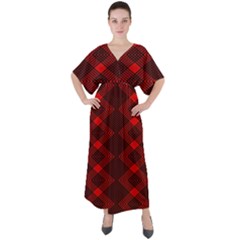 Pattern Black Red V-neck Boho Style Maxi Dress by 2607694c