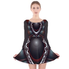 Fractal Eye Long Sleeve Velvet Skater Dress by dedoma