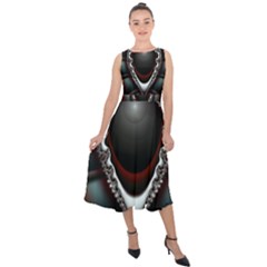 Fractal Eye Midi Tie-back Chiffon Dress by dedoma