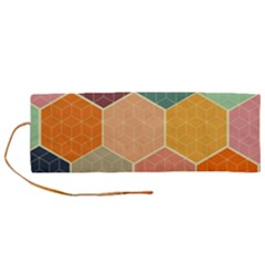 Abstract Hex Hexagon Grid Pattern Honeycomb Roll Up Canvas Pencil Holder (m) by Proyonanggan