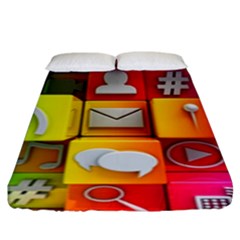 Colorful 3d Social Media Fitted Sheet (king Size) by Ket1n9