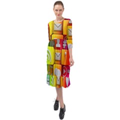 Colorful 3d Social Media Ruffle End Midi Chiffon Dress by Ket1n9