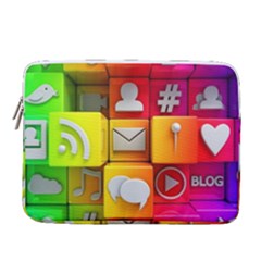 Colorful 3d Social Media 14  Vertical Laptop Sleeve Case With Pocket by Ket1n9