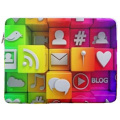 Colorful 3d Social Media 17  Vertical Laptop Sleeve Case With Pocket by Ket1n9