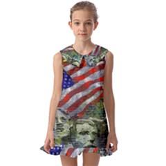 Usa United States Of America Images Independence Day Kids  Pilgrim Collar Ruffle Hem Dress by Ket1n9