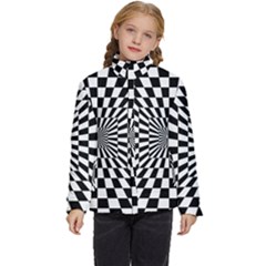 Optical-illusion-chessboard-tunnel Kids  Puffer Bubble Jacket Coat by Bedest