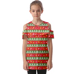 Christmas-papers-red-and-green Fold Over Open Sleeve Top by Bedest