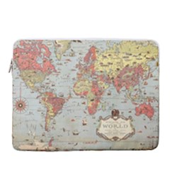 Vintage Old Antique World Map 15  Vertical Laptop Sleeve Case With Pocket by Bedest