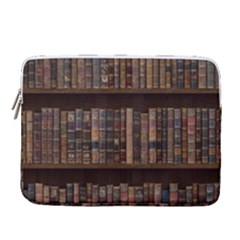 Old Bookshelf Orderly Antique Books 14  Vertical Laptop Sleeve Case With Pocket by Ravend