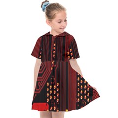 Red Circuit Board Texture Red Circuit Digital Texture Circuit Board Red Technology Kids  Sailor Dress by Loisa77