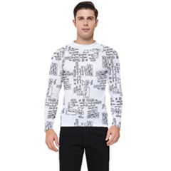 Blackboard Algorithms Black And White Pattern Men s Long Sleeve Rash Guard by dflcprintsclothing