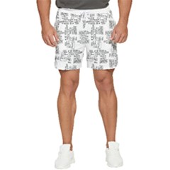 Blackboard Algorithms Black And White Pattern Men s Runner Shorts by dflcprintsclothing