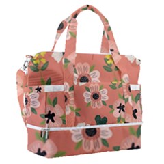 Flower Pink Brown Pattern Floral Sports Shoulder Bag With Shoes Compartment by anzea