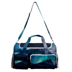 Aurora Borealis Mountain Reflection Sports Gym Duffle Bag With Shoe Compartment