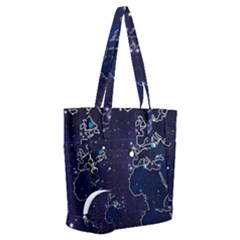 Blue World Map Starry Night Sky World Map Concept Art Everyday Shoulder Bag With Pouch Bag by Loisa77