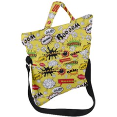 Cartoon Comics Pattern Fold Over Handle Tote Bag by Loisa77