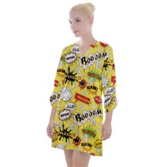 Cartoon Comics Pattern Open Neck Shift Dress by Loisa77