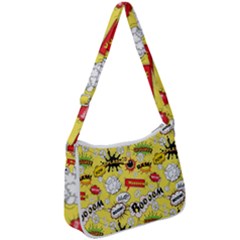 Cartoon Comics Pattern Zip Up Shoulder Bag by Loisa77