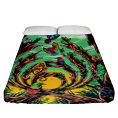 Monkey Tiger Bird Parrot Forest Jungle Style Fitted Sheet (california King Size) by Grandong