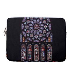 Chartres Cathedral Notre Dame De Paris Stained Glass 14  Vertical Laptop Sleeve Case With Pocket by Grandong