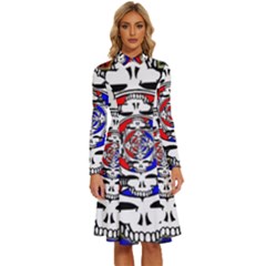 The Grateful Dead Long Sleeve Shirt Collar A-line Dress by Grandong