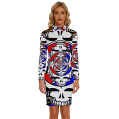 The Grateful Dead Long Sleeve Shirt Collar Bodycon Dress