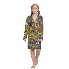 Dead Dancing Bears Grateful Dead Pattern Kids  Long Sleeve Velvet Lounge Robe by Grandong