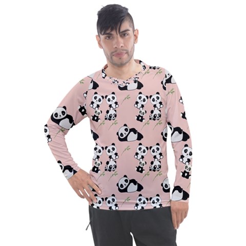 Cute Panda Animal Pattern Men s Pique Long Sleeve T-shirt by Perong