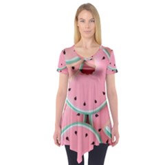 Aesthetic Cute Kawaii Watermelon Short Sleeve Tunic  by Perong