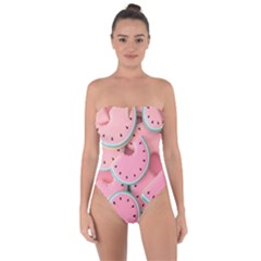 Aesthetic Cute Kawaii Watermelon Tie Back One Piece Swimsuit by Perong