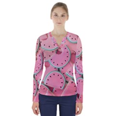 Aesthetic Cute Kawaii Watermelon V-neck Long Sleeve Top by Perong