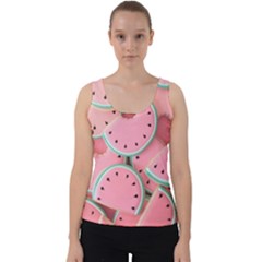 Aesthetic Cute Kawaii Watermelon Velvet Tank Top by Perong