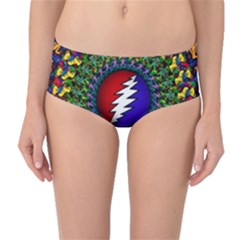 Grateful Dead Bear Pattern Mid-waist Bikini Bottoms by Maspions