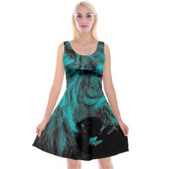 Angry Male Lion Predator Carnivore Reversible Velvet Sleeveless Dress by Ndabl3x