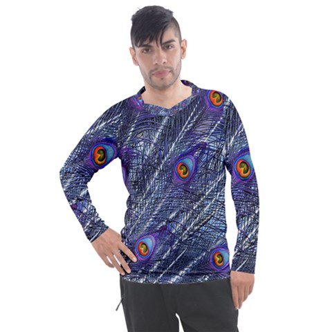 Peacock Bird Feathers Coloured Plumage Men s Pique Long Sleeve T-shirt by Perong