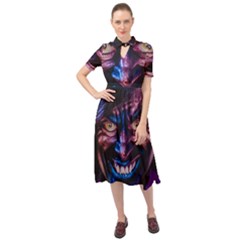 Shadow Madness (ai) Keyhole Neckline Chiffon Dress by dflcprintsclothing