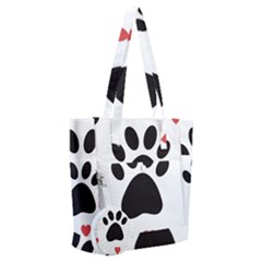 Dog Paw Vector Seamless Pattern With Hearts Everyday Shoulder Bag With Pouch Bag by Perong