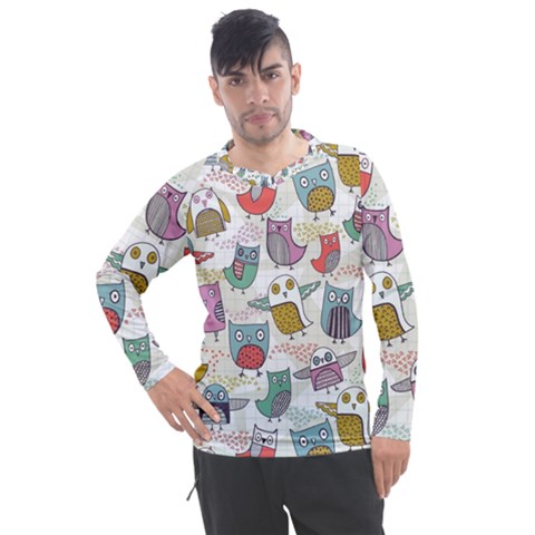 Owl Animal Bird Pattern Men s Pique Long Sleeve T-shirt by Perong