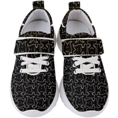 Enigmatic Demon Black And White Pattern Kids  Velcro Strap Shoes by dflcprintsclothing