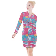 Background Abstract Button Long Sleeve Dress by Salmanaz77