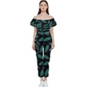 Leaves Pattern Abstract Blade Bardot Ruffle jumpsuit View1