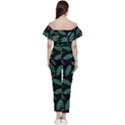 Leaves Pattern Abstract Blade Bardot Ruffle jumpsuit View4