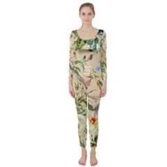 Textile Fabric Tropical Long Sleeve Catsuit by Paksenen