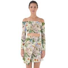 Textile Fabric Tropical Off Shoulder Top With Skirt Set by Paksenen