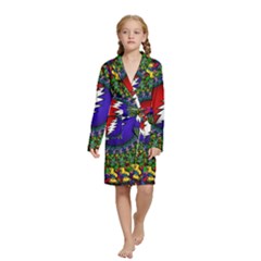 Grateful Dead Bear Pattern Kids  Long Sleeve Velvet Lounge Robe by Maspions