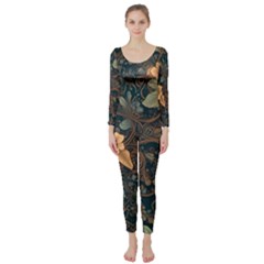 Floral Seamless Pattern Decorative Long Sleeve Catsuit by Paksenen