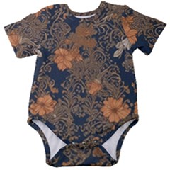 Seamless Pattern Patterns Leaves Vintage Baby Short Sleeve Bodysuit