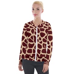 Animal Print Girraf Patterns Velvet Zip Up Jacket by Ket1n9