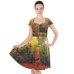 Forest Woods Autumn Nature Cap Sleeve Midi Dress With Pockets by Proyonanggan