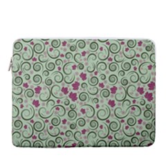 Swirls Foliage Leaves Green 15  Vertical Laptop Sleeve Case With Pocket by Proyonanggan